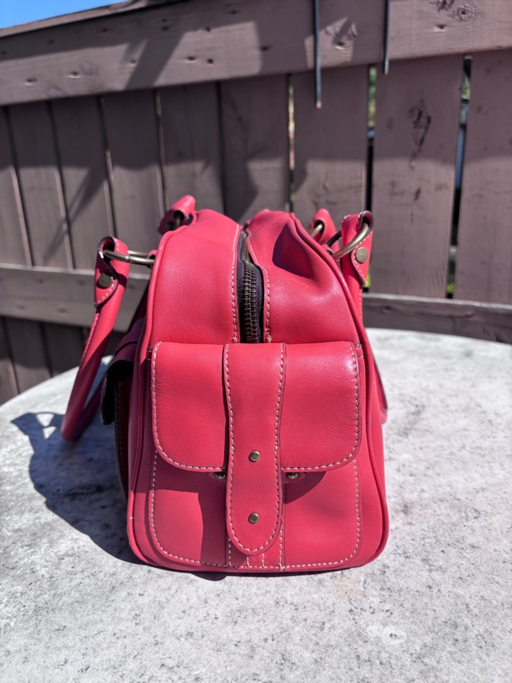 Orange Nordstrom’s Leather Satchel Handbag - Picture 4 of 8